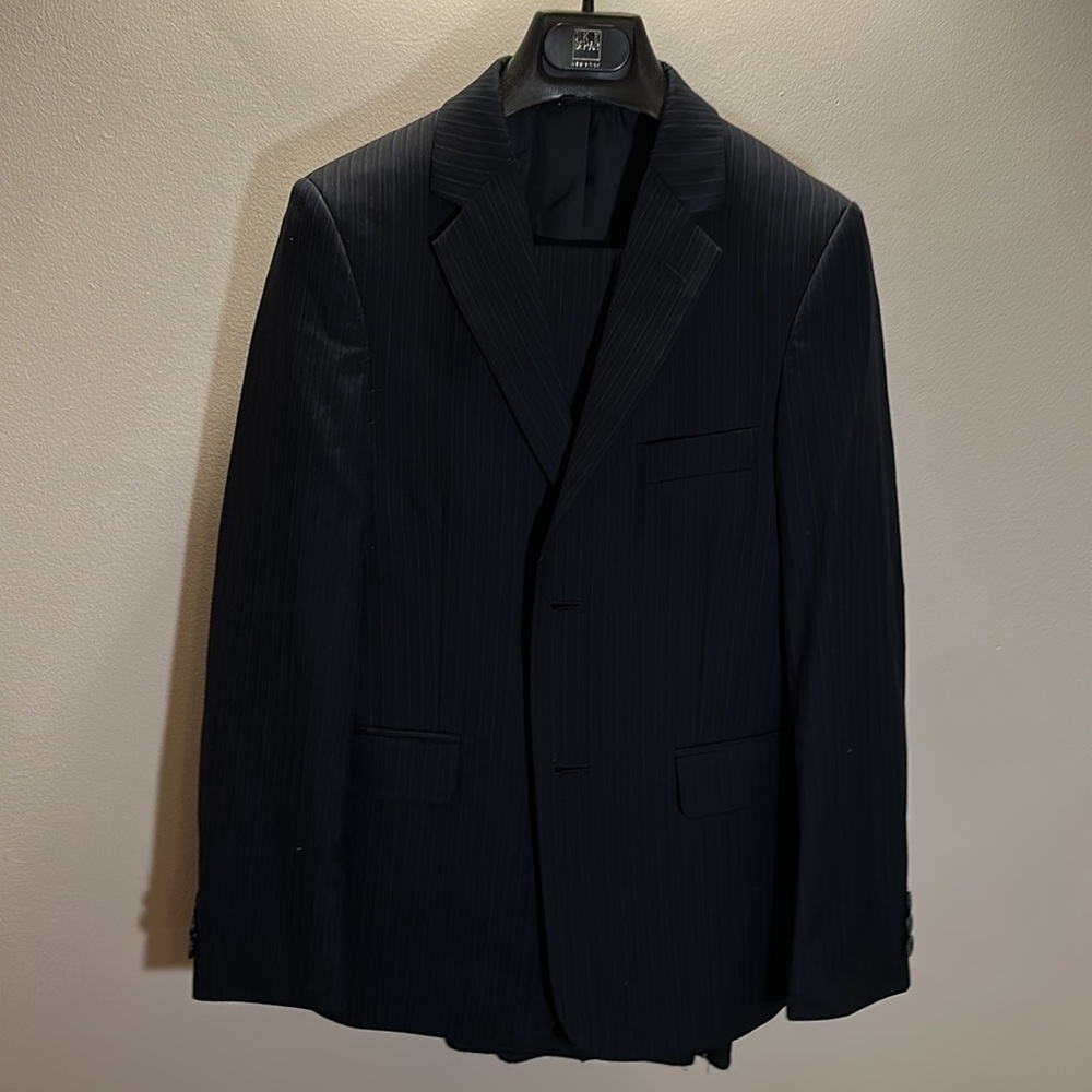 Ike Behar, Navy blue boys suit jacket and pants, size 12 - like new!